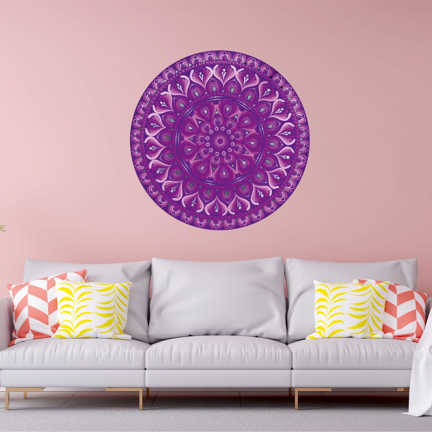 Purple Mandala Art with Dark Purple Base Color I 22 Inch Round Canvas by Hastqala
