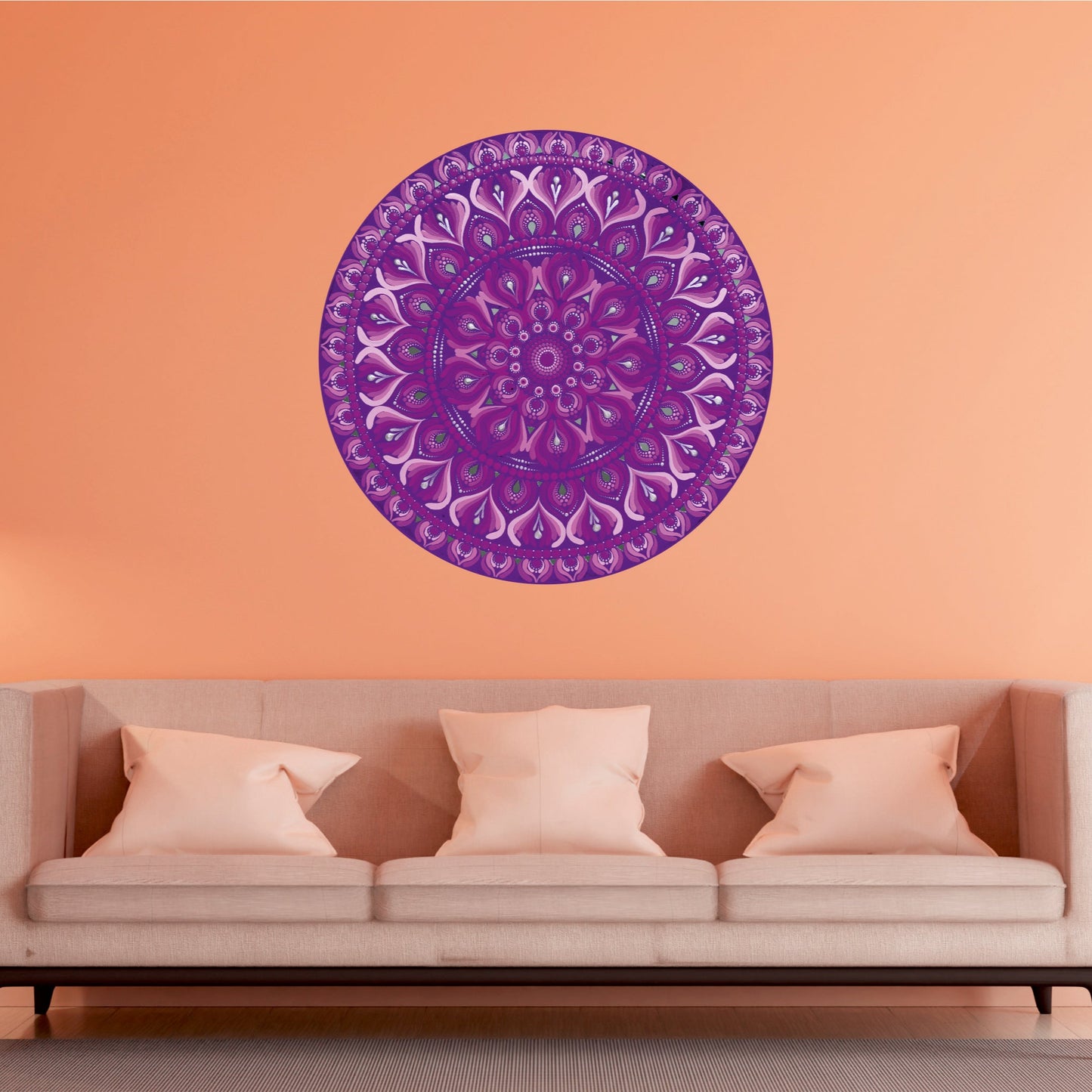 Purple Mandala Art with Dark Purple Base Color I 22 Inch Round Canvas by Hastqala