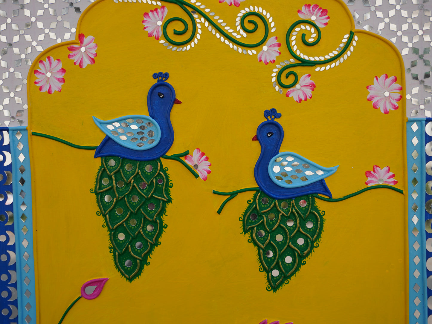 Handpainted Peacock Lippan Art - 3 Piece Set (1.5x3 ft, 2x3 ft, 1.5x3 ft)