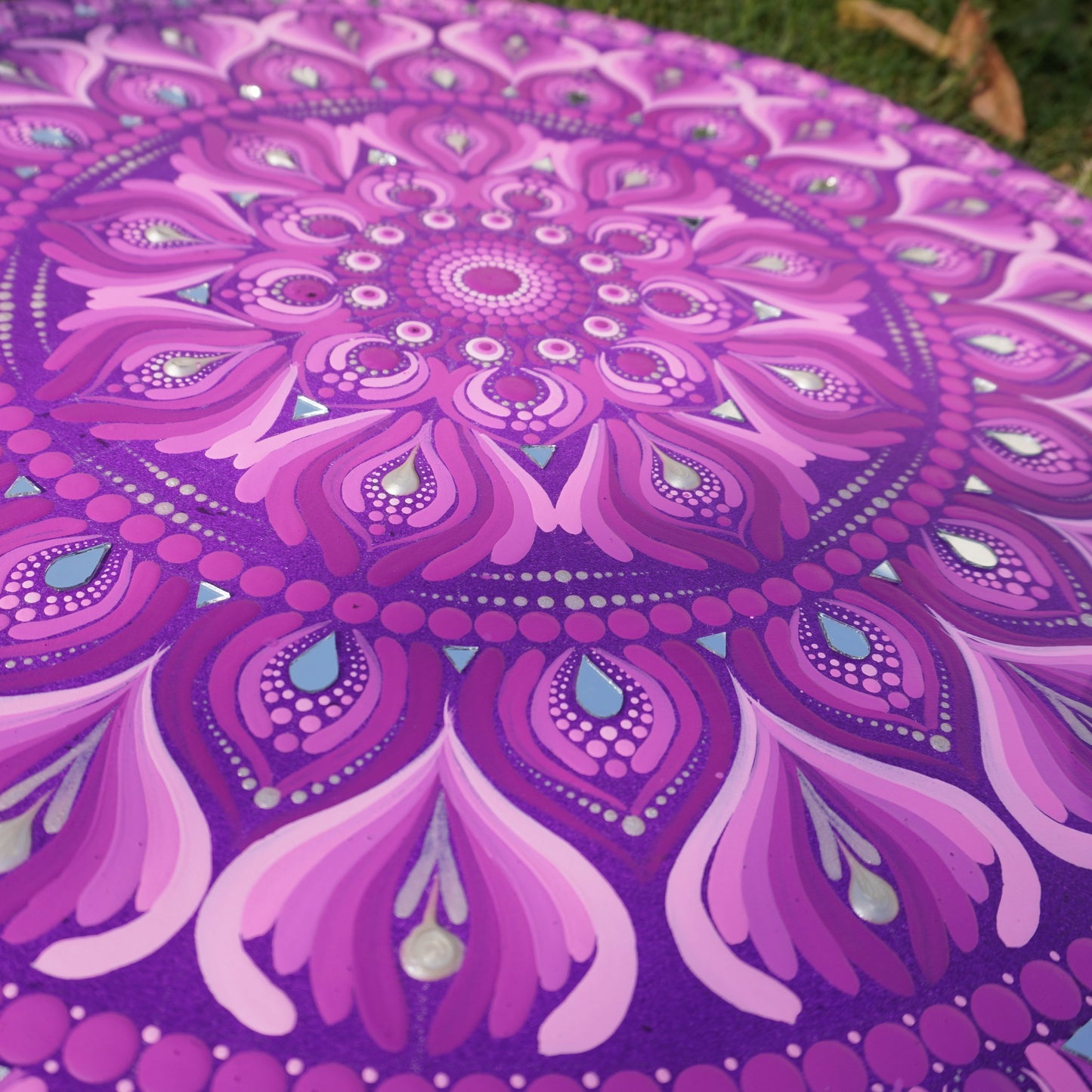 Purple Mandala Art with Dark Purple Base Color I 22 Inch Round Canvas by Hastqala