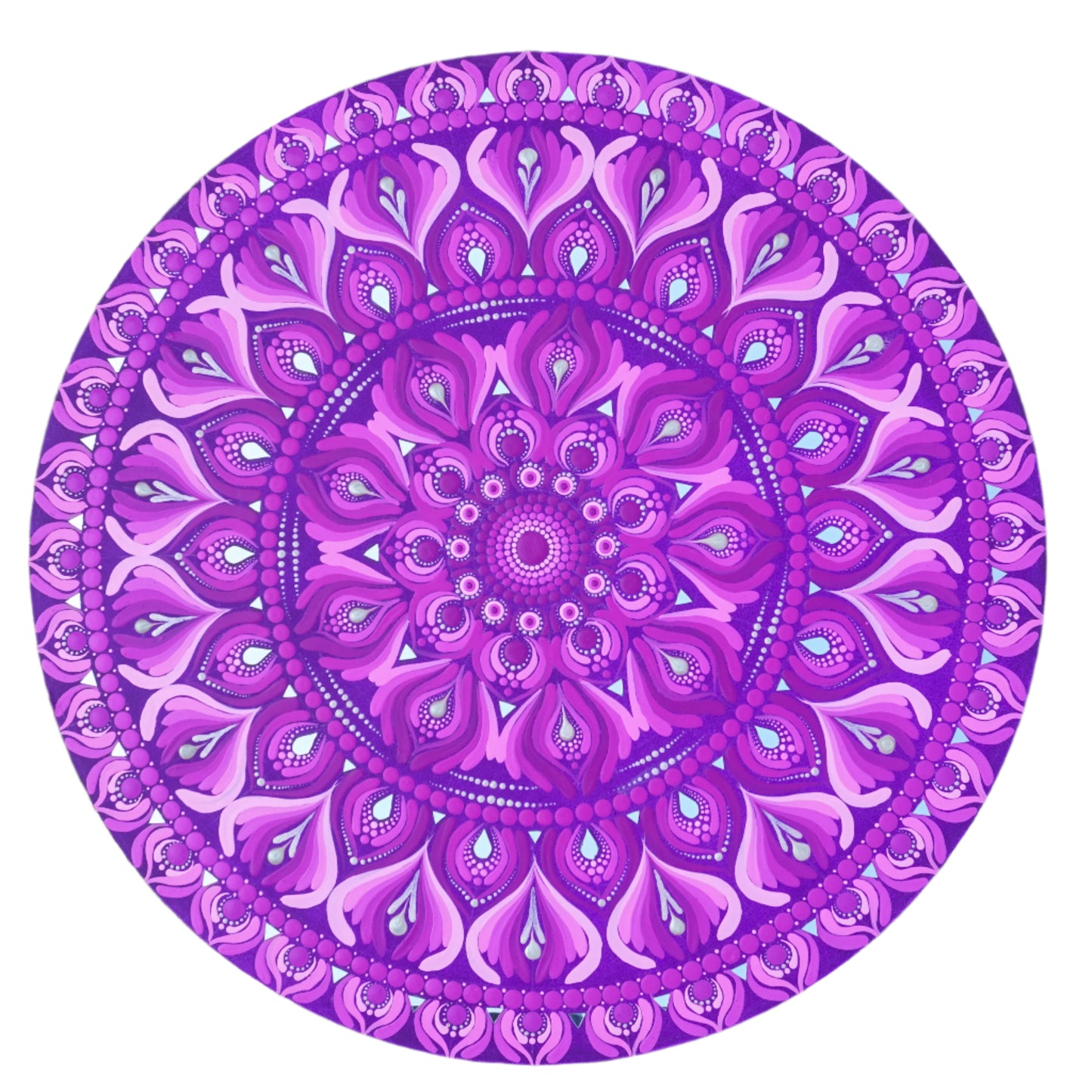 Purple Mandala Art with Dark Purple Base Color I 22 Inch Round Canvas by Hastqala