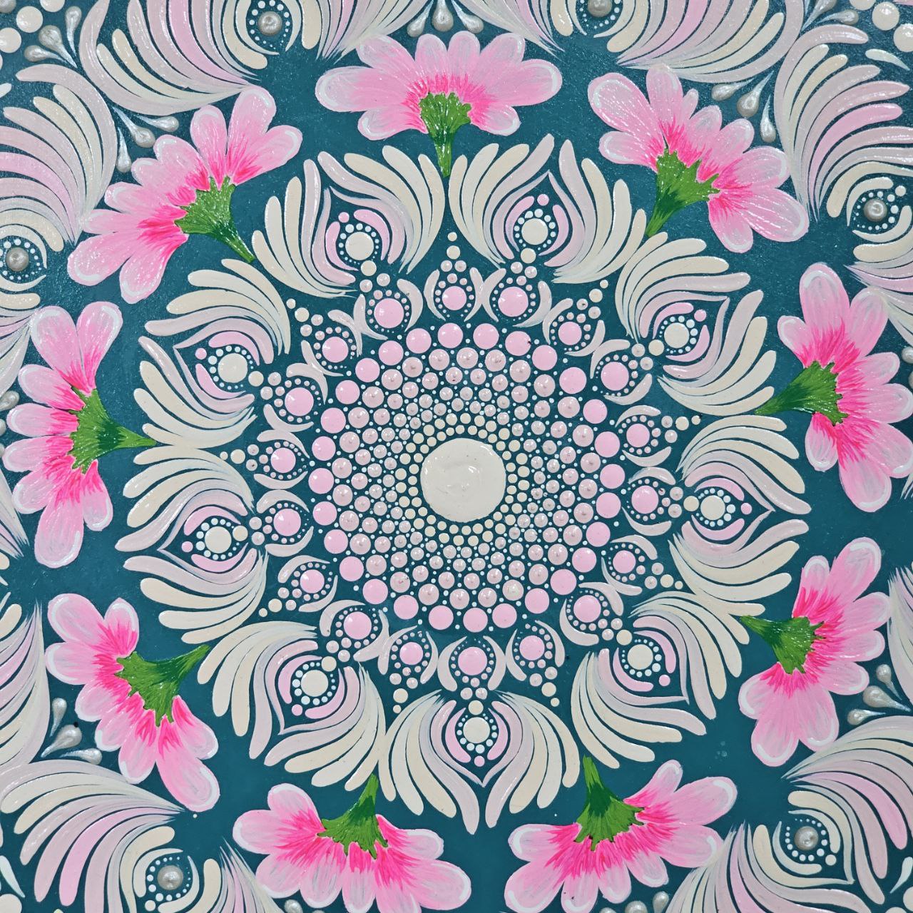 Floral Harmony Mandala Art - 22-inch MDF by Hastqala by Varsha