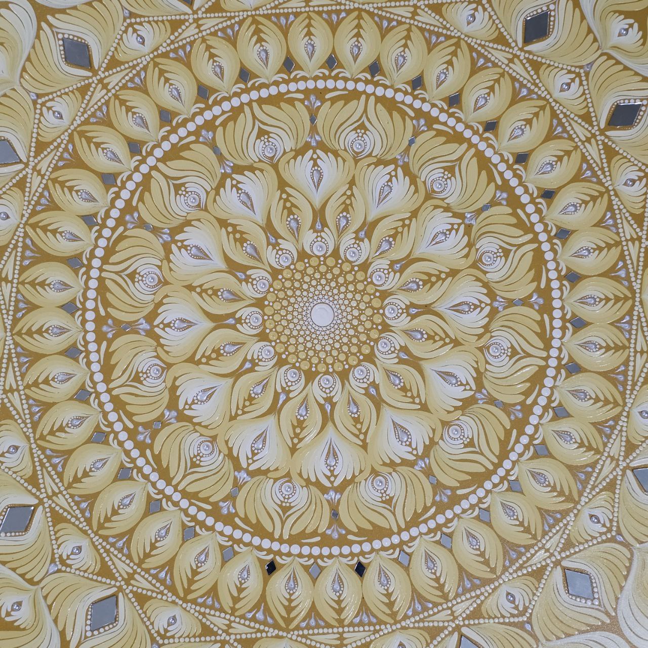 Golden Radiance Mandala Art - 30-inch MDF by Hastqala by Varsha