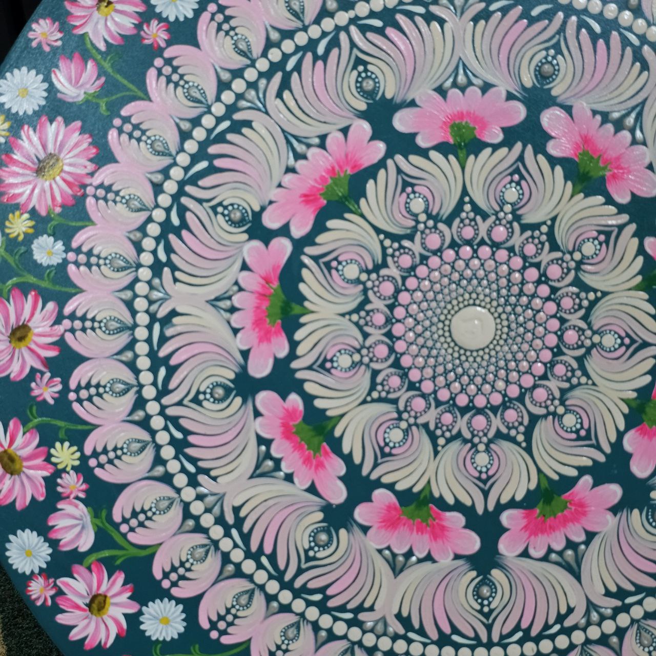 Floral Harmony Mandala Art - 22-inch MDF by Hastqala by Varsha