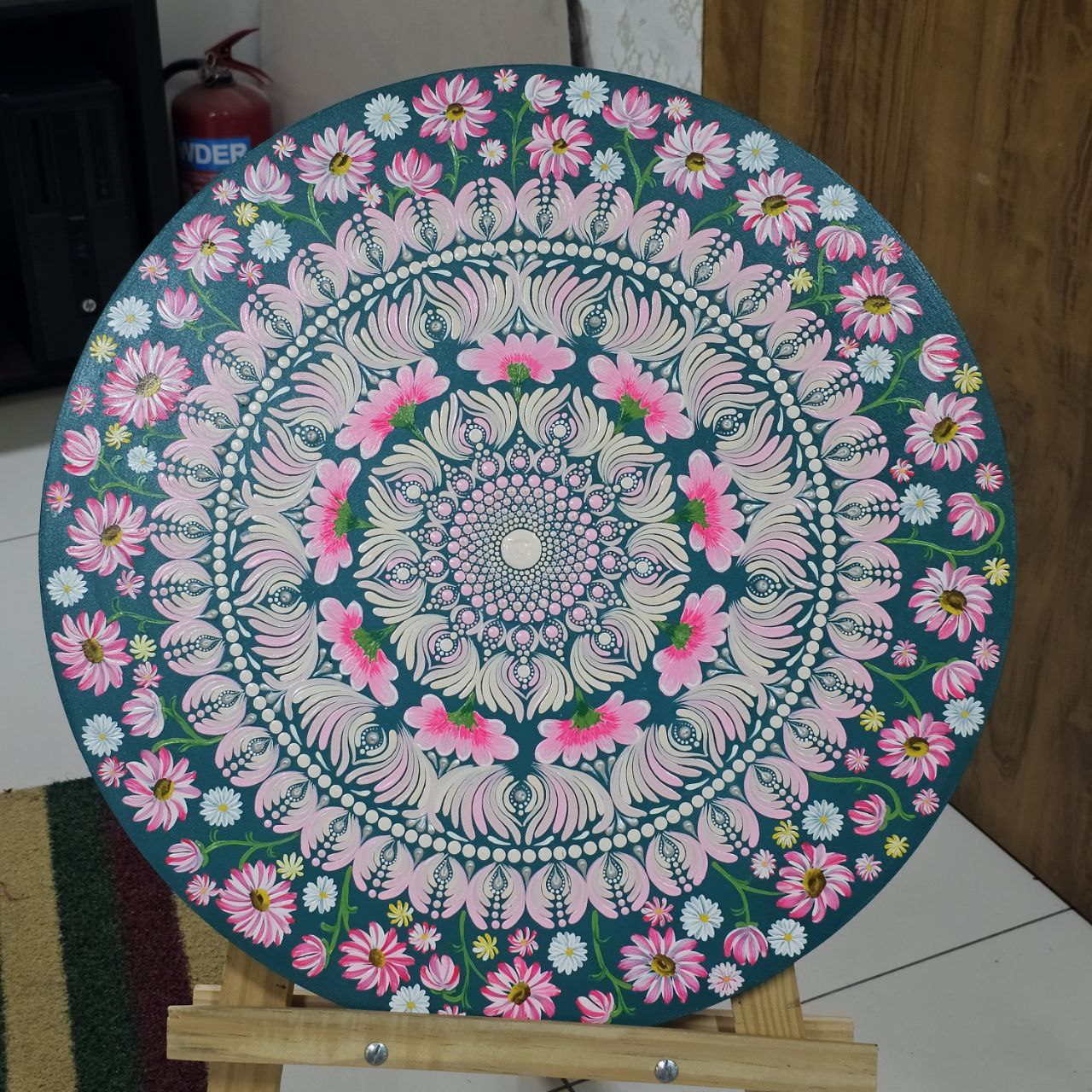 Floral Harmony Mandala Art - 22-inch MDF by Hastqala by Varsha
