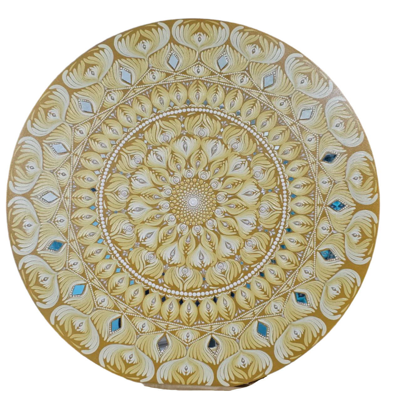 Golden Radiance Mandala Art - 30-inch MDF by Hastqala by Varsha