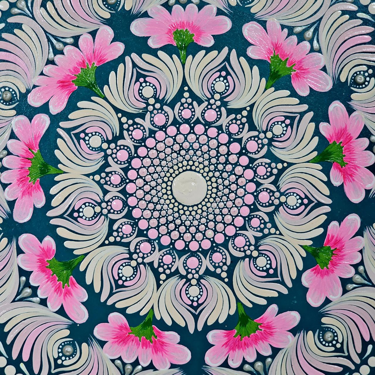 Floral Harmony Mandala Art - 22-inch MDF by Hastqala by Varsha