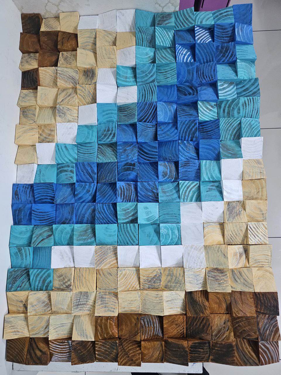 Ocean Breeze Wood Mosaic Wall Decor - 24x36 inch